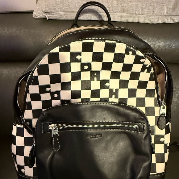 Coach Black and White Checkered Men's Backpack - Picture 3 of 15